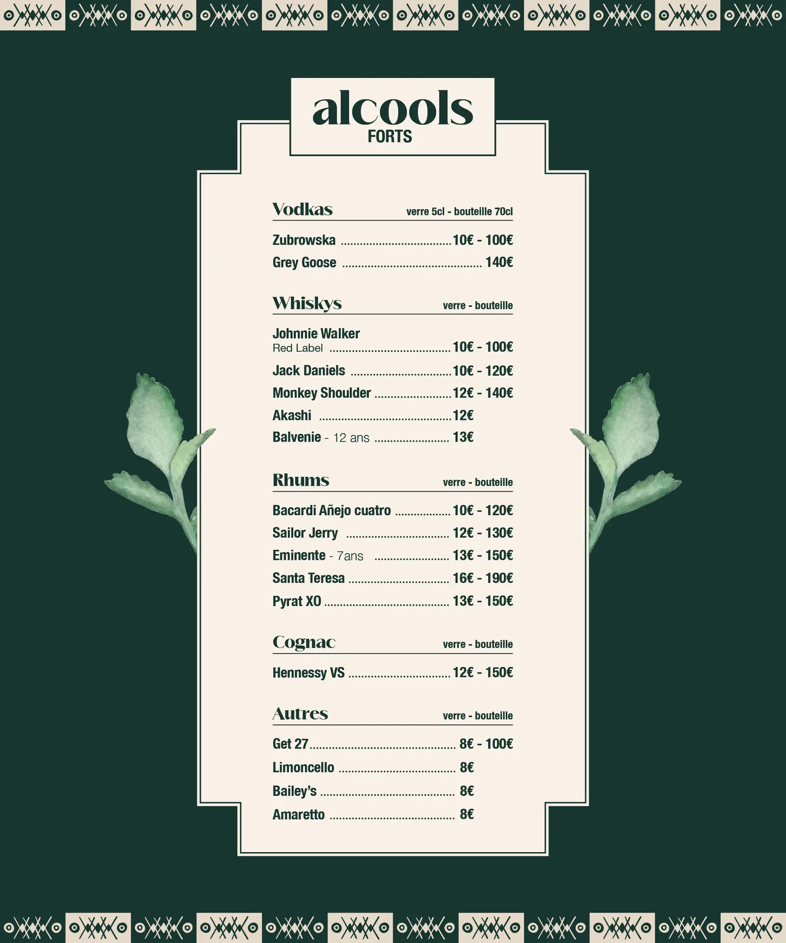 Nos alcools forts au Paseo Cocktail Club à La Grande Motte, bar festif en bord de mer pour vos événements et soirées privées