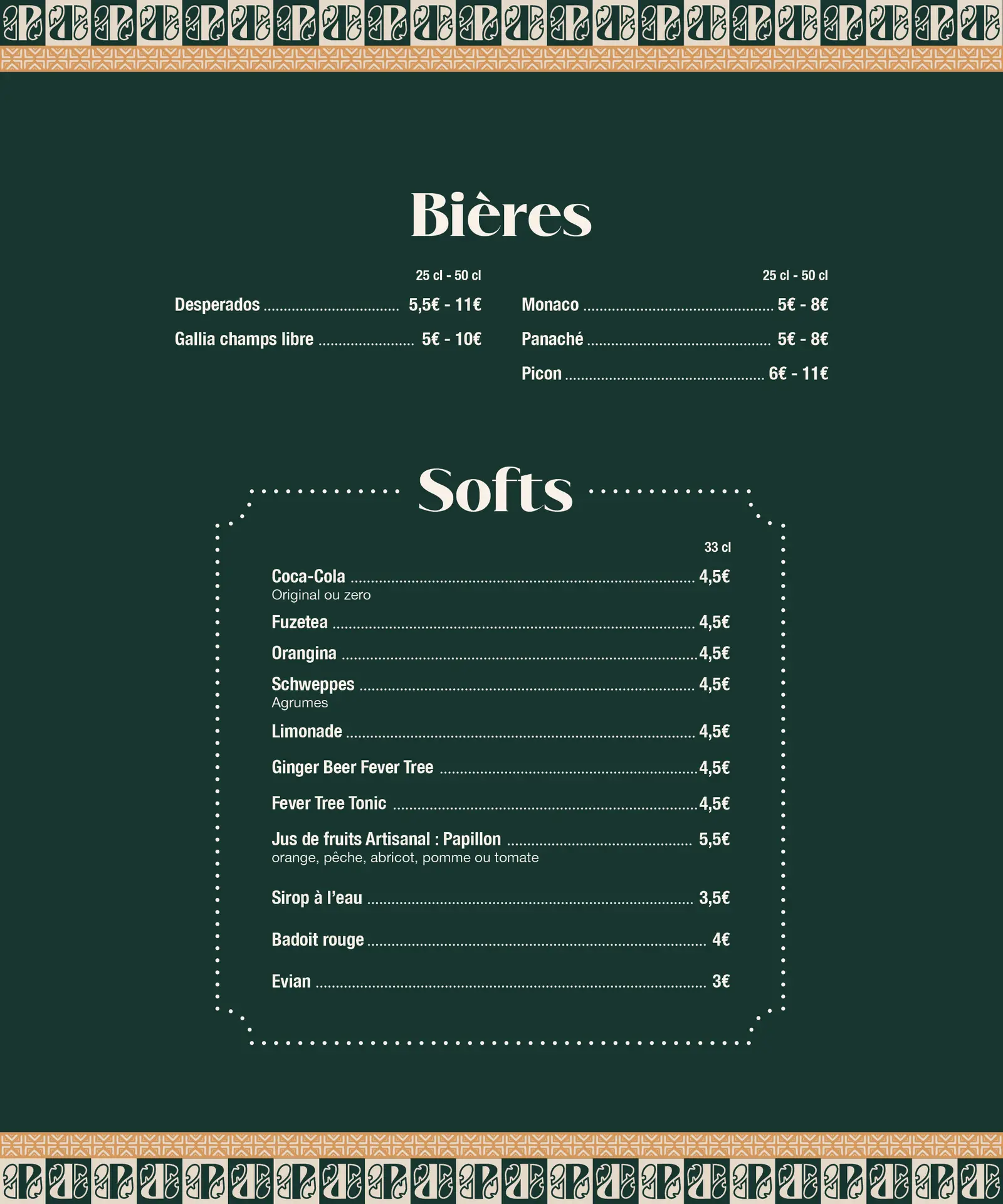 Sélection de bières et de boissons sans alcool proposée par Le Paseo à La Grande Motte, bar festif idéal pour tous les goûts