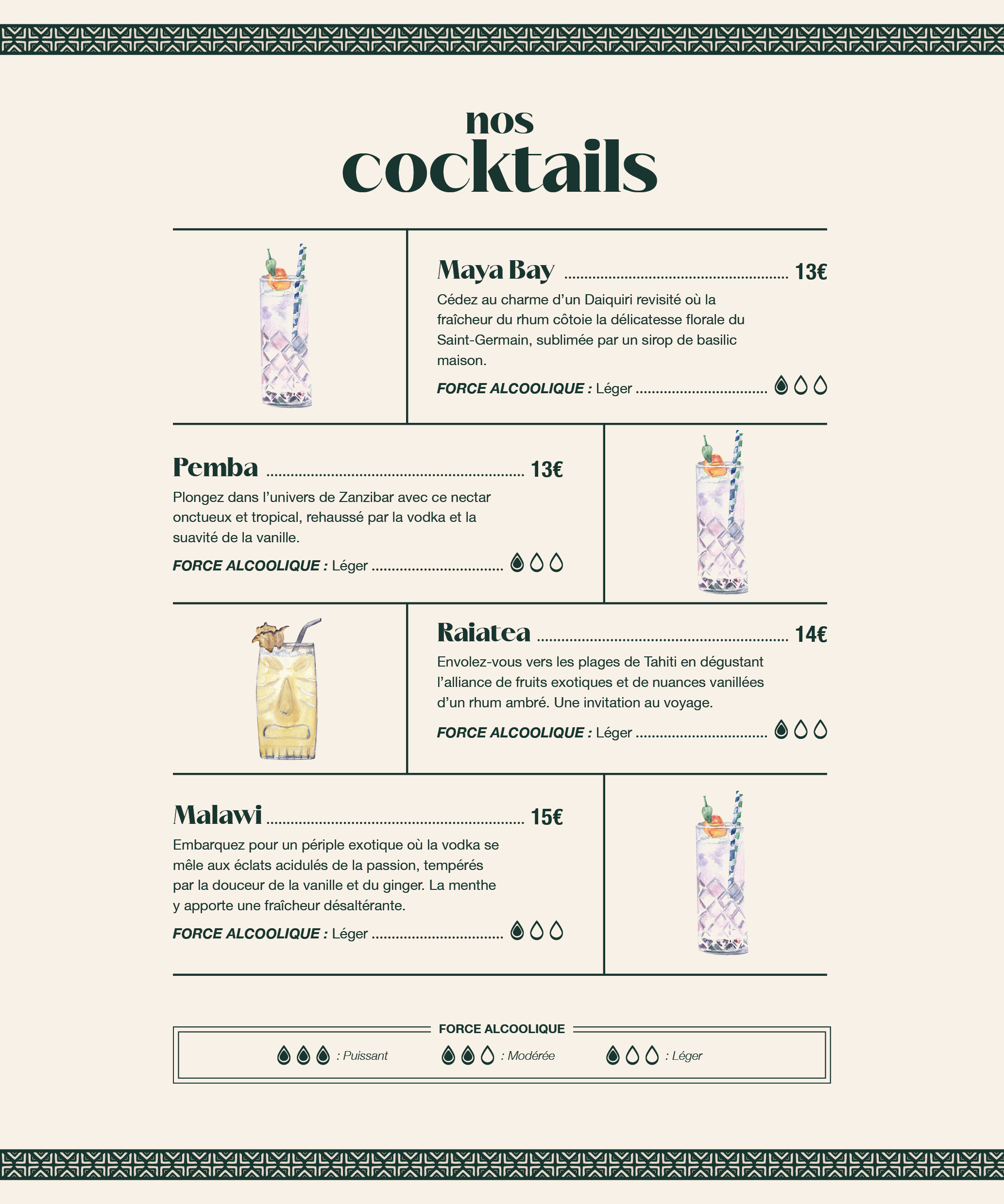 Nos cocktails frais et fruités, idéal pour profiter d’une ambiance festive