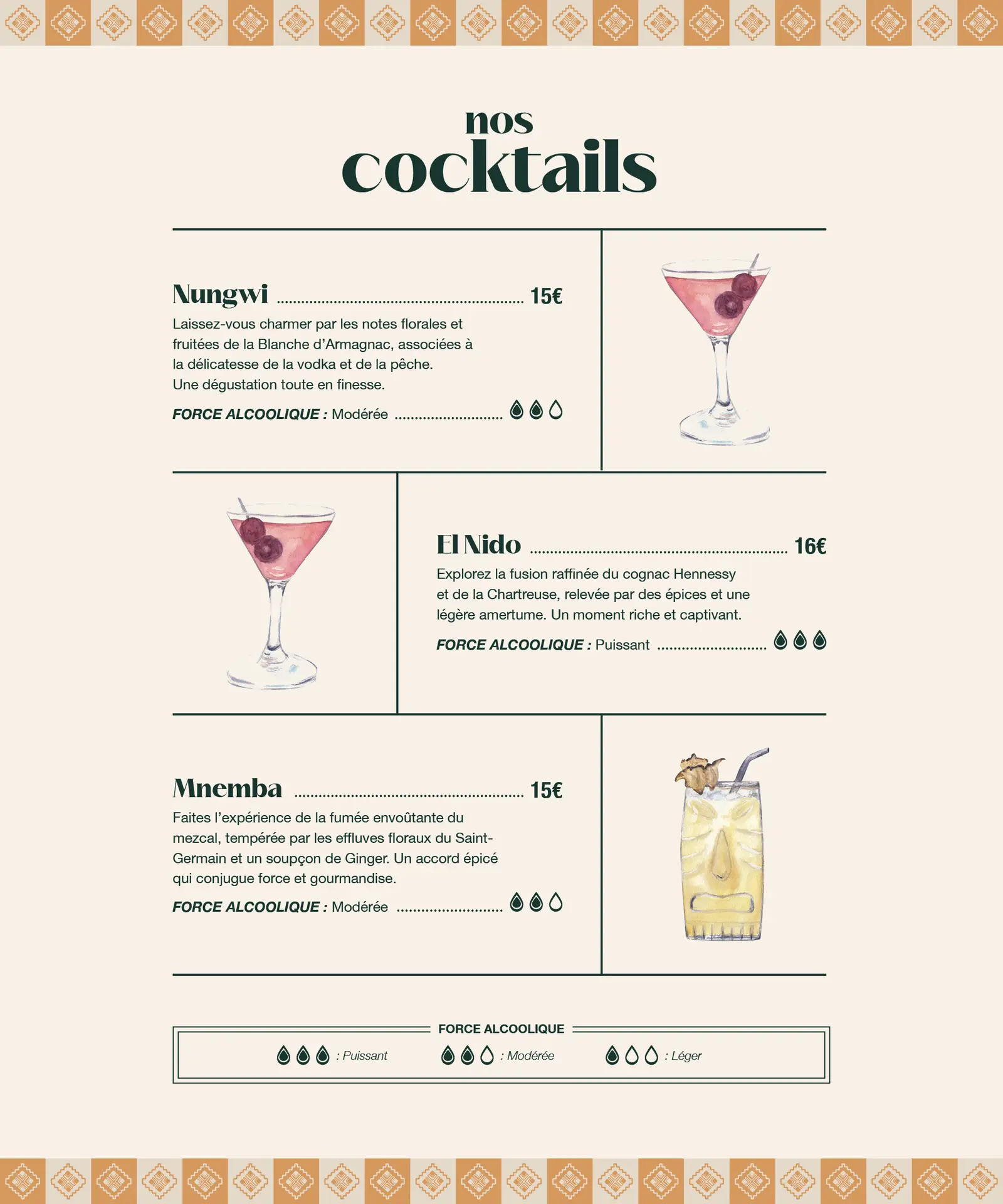 Nos cocktails originaux du Paseo Cocktail Club à La Grande Motte, parfait pour des événements festifs et groupes