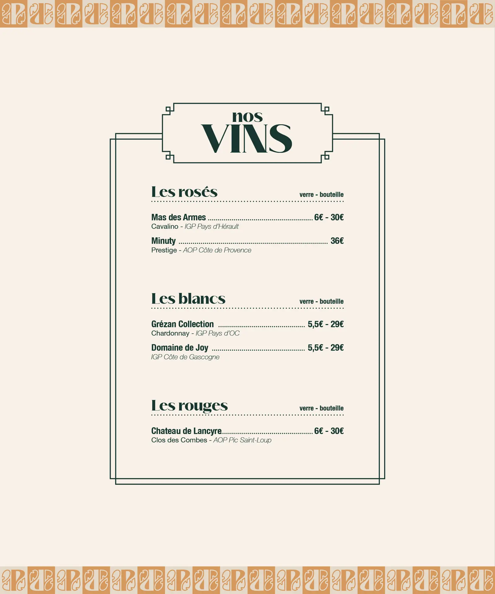 Sélection de vins au Paseo à La Grande Motte, bar festif parfait pour accompagner tapas et soirées entre amis